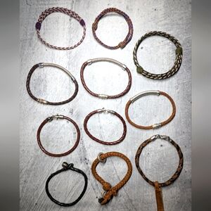 Set Braided Leather, Braided Horse Hair Bracelets